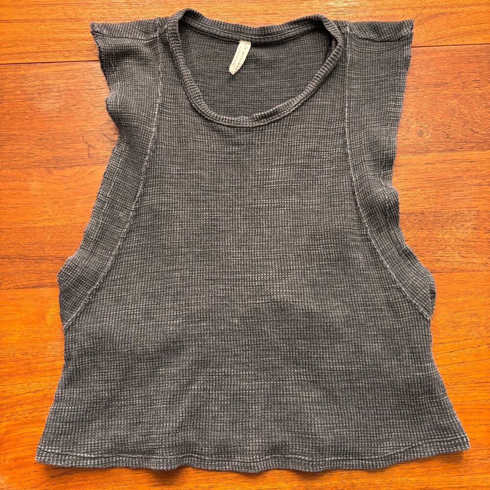 Free People Movement Women's Dark Gray Crop Ruffle Tank Top XS